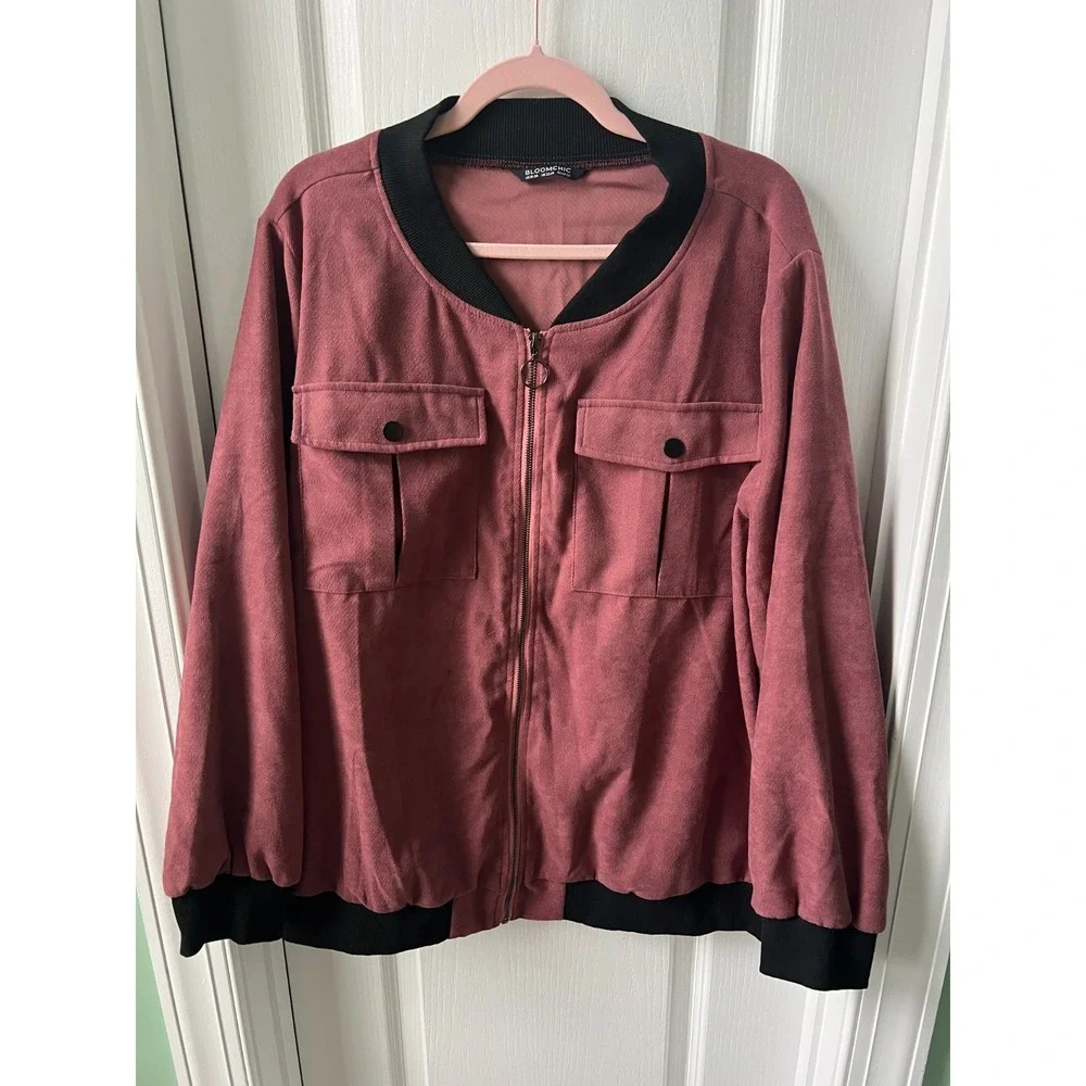 Womens Bloomchic Womens Jacket Mauve Pink Pockets Zipper Button Detail 18 - 20